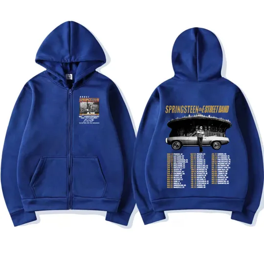 Bruce Springsteen and E Street Rock Band 2024 Tour Zipper Zip-up Hoodie