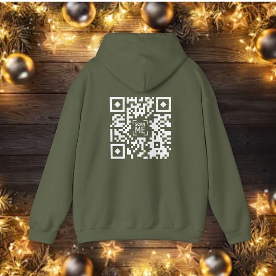 Skeleton Middle Finger QR Code Hoodie, Edgy Unisex Hooded Sweatshirt for Rebels,