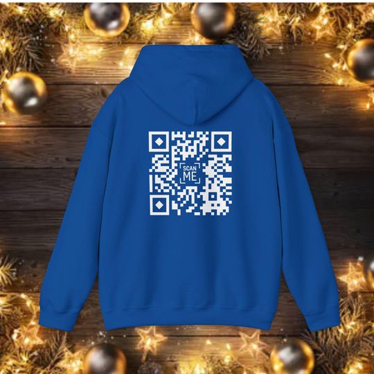 Skeleton Middle Finger QR Code Hoodie, Edgy Unisex Hooded Sweatshirt for Rebels,