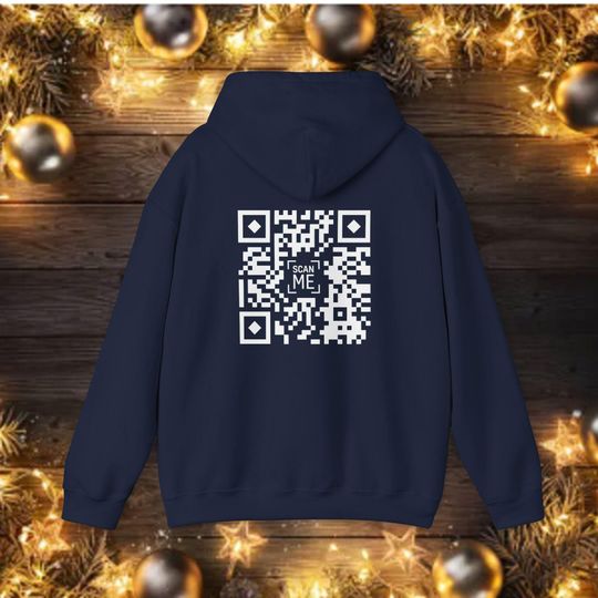Skeleton Middle Finger QR Code Hoodie, Edgy Unisex Hooded Sweatshirt for Rebels,