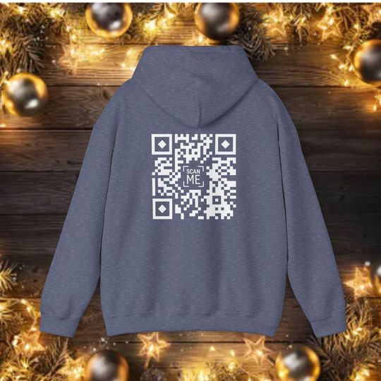 Skeleton Middle Finger QR Code Hoodie, Edgy Unisex Hooded Sweatshirt for Rebels,