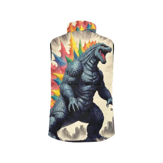 god zilla Gojira Kaiju Crayon Art Cartoon Sleeveless Jacket