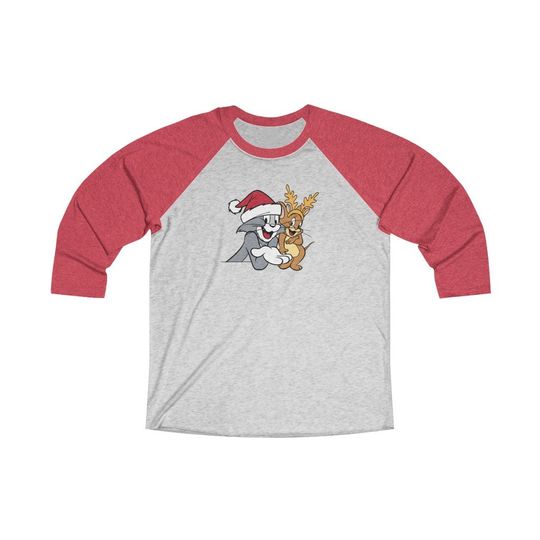 Tom and Jerry Christmas Unisex 3\4 Sleeve Baseball Tee