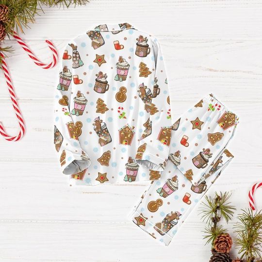 Coffee Christmas Pajamas Set, Gingerbread Man Holiday Pajamas, Christmas Tree Women Pajamas, Christmas Lights Matching Pajamas
