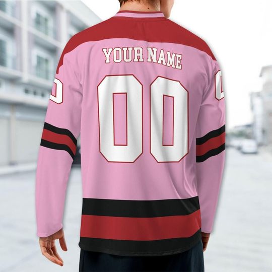 Customized hockey jersey thanksgiving Turkey logo pink basic, Team Thanksgiving Sports Jersey, Funny Custom Name Turkey Hockey