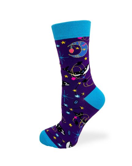 Celestial Space Whales Women's Crew Socks | Whale is a Long Constellation | Celestial Creature Socks