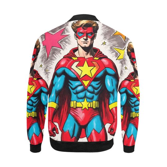 Bomber Jacket Retro Art Cartoon Jacket Comics Supe Hero Superhero Cartoon