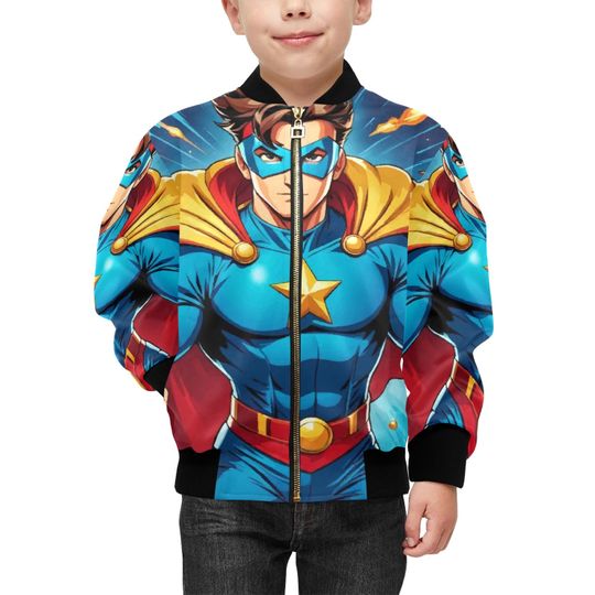 Bomber Jacket Superhero Graffiti Superhero Retro Art Cartoon Comics