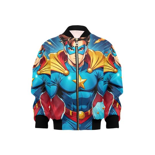 Bomber Jacket Superhero Graffiti Superhero Retro Art Cartoon Comics