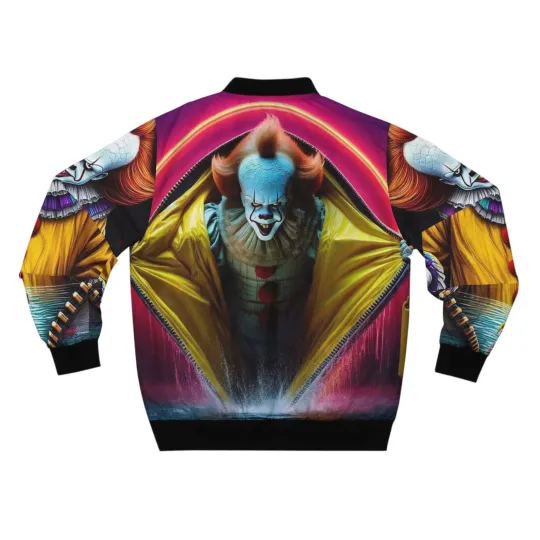 Horror Pennywise Clown Zipper Pattern Halloween Movie Bomber Jacket