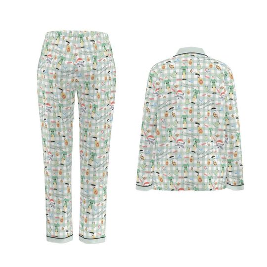 Buddy the Elf Women's Button-Down Christmas Pajamas - Black Piping, Family Matching, Gift for Her