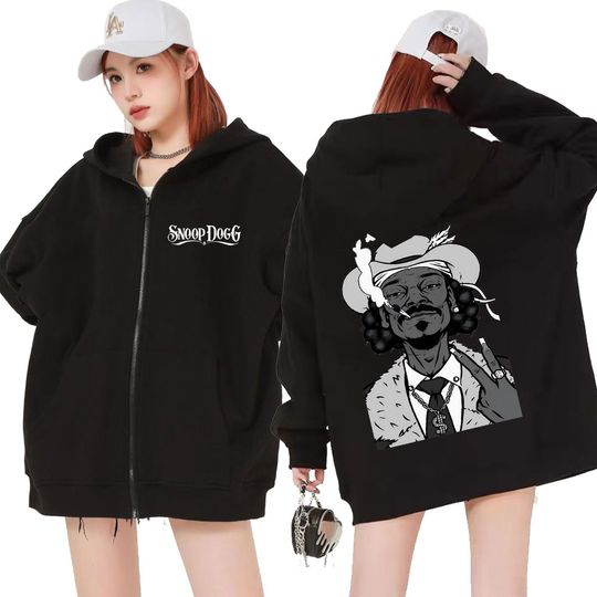 Rapper Snoop Dogg Graphic Zipper Hoodie