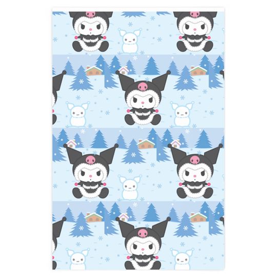 Retro Merry Christmas Kuromi Snow Kitty wrapping paper