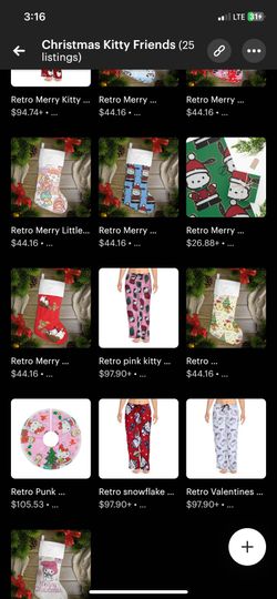 Retro Merry Christmas Kuromi Snow Kitty wrapping paper