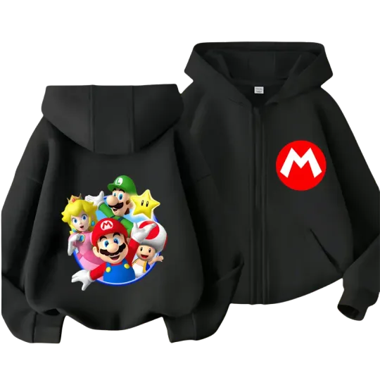 Super Mario Double Sided Zipper Hoodie | Unisex Zip Up Jacket