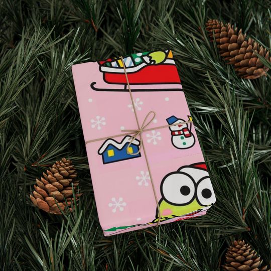 Retro Keroppi Frog Kitty Christmas Wrapping Paper