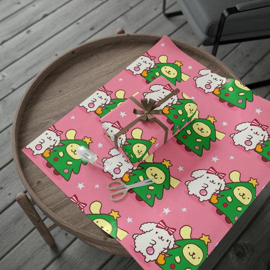 Merry Retro Pompompurin Dog Pom Kitty Christmas  Wrapping Paper