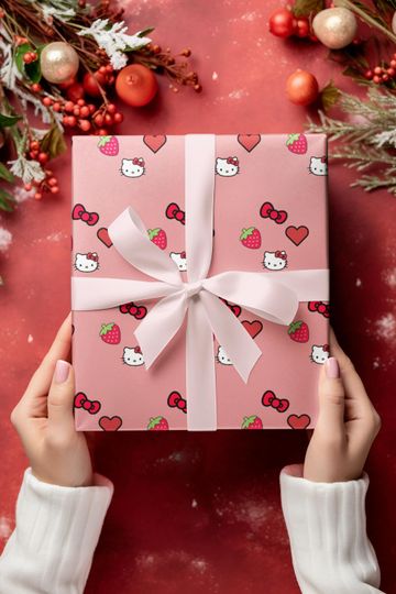 Pink Hello Kitty Christmas Wrapping Paper