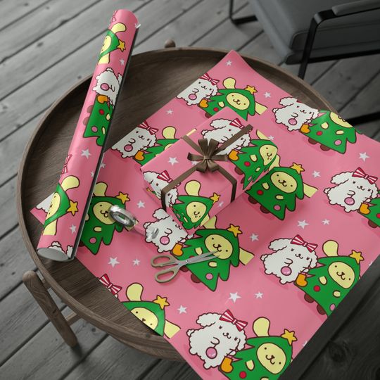 Merry Retro Pompompurin Dog Pom Kitty Christmas  Wrapping Paper
