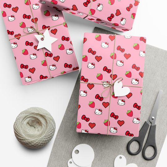 Pink Hello Kitty Christmas Wrapping Paper