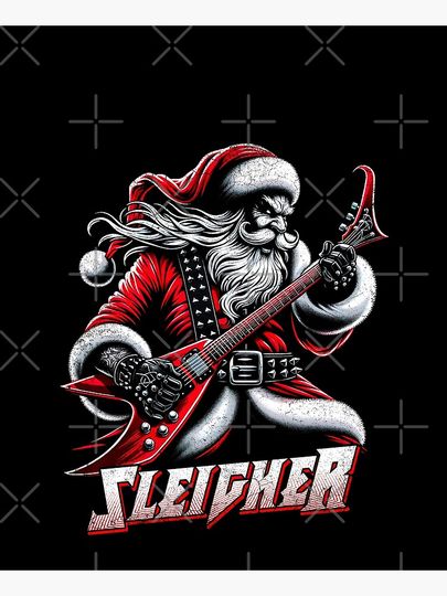 Sleigher santa claus heavy metal christmas Apron