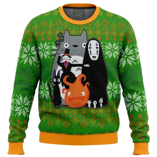 Studio Ghibli Miyazaki Squad Ugly Christmas Sweater - Anime Holiday Style