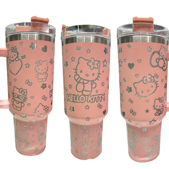Hello kitty Engraved 40 oz Tumbler with Handle