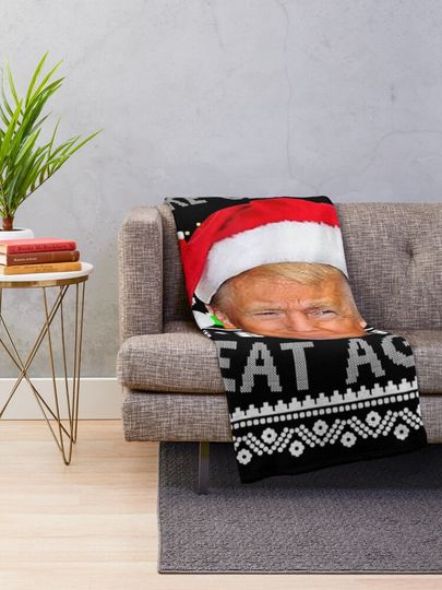 Trump Make Christmas Great Again Ugly Christmas  Throw Blanket