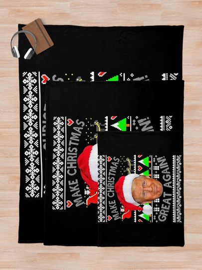 Trump Make Christmas Great Again Ugly Christmas  Throw Blanket