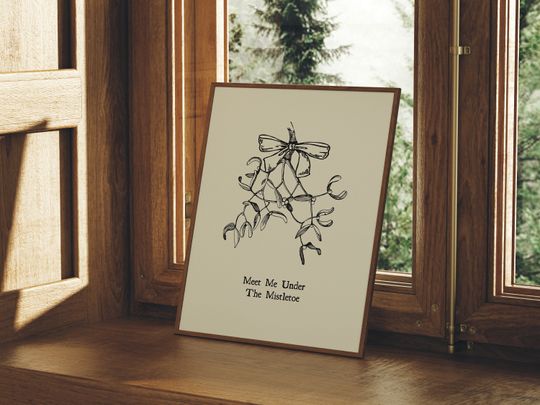 Vintage Christmas Art Print Retro Holiday Decor Funny Mistletoe Poster Festive Wall Art Christmas Quote Print Digital Download 1 Print
