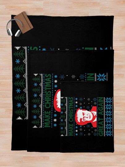 Trump Make Christmas Great Again Ugly Christmas Throw Blanket