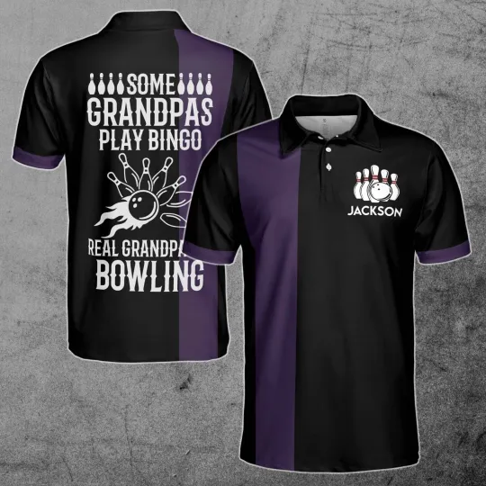 Funny Real Grandpas Go Bowling Shirt Bowling Lover 3D Polo Shirt