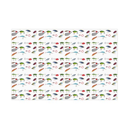 Casting a Merry Christmas - Fishing-Inspired Xmas Wrapping Paper White