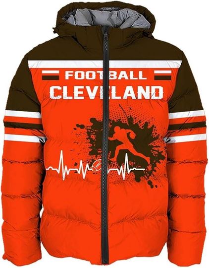 Cleveland City Men's American Football Personalized Puffer Jacket
