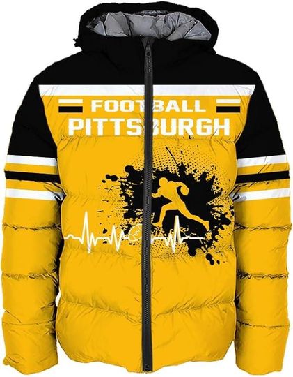 Pittsburgh City Men's American Football Personalized Puffer Jacket