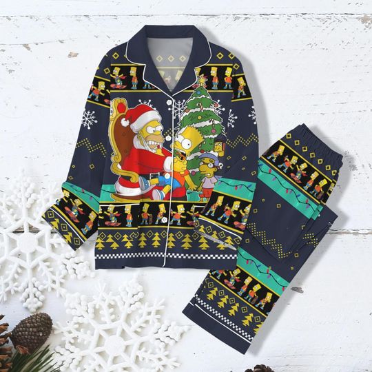 Simpsons Family Christmas 3D Tshirt, Homer Simpson Shirt, Funny Bart Simpson Shirt, Christmas Women Pajama Pants, Family Pajamas Set