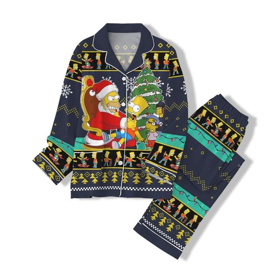 Simpsons Family Christmas 3D Tshirt, Homer Simpson Shirt, Funny Bart Simpson Shirt, Christmas Women Pajama Pants, Family Pajamas Set