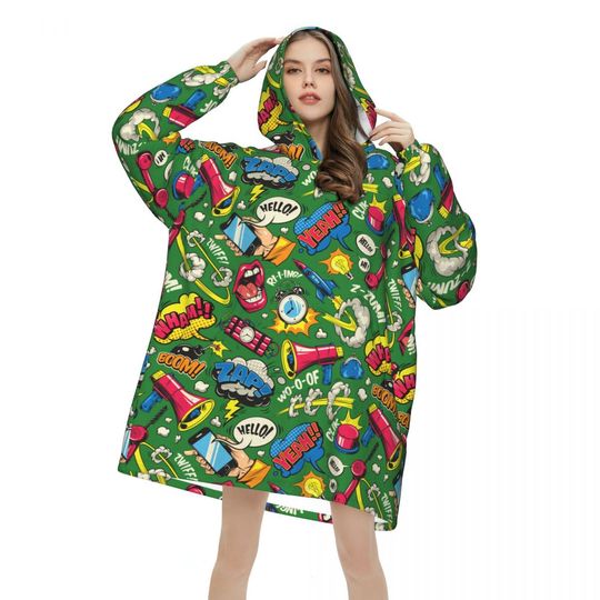Oversized Classic Pop Comics Art Wearable Blanket