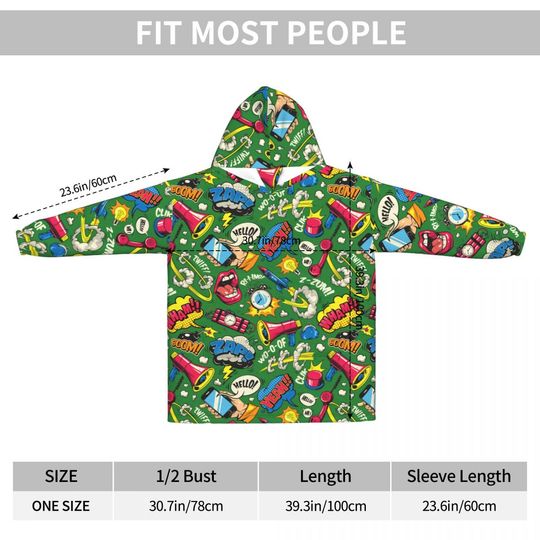 Oversized Classic Pop Comics Art Wearable Blanket