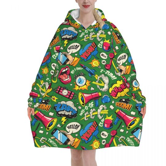 Oversized Classic Pop Comics Art Wearable Blanket