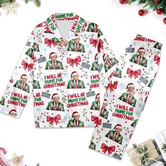 Trump Coquette Bow Christmas Pajamas, Trump Christmas Shirt, Trump Family Christmas Shirt, Trump Supporter Gifts, Republican Xmas Pajamas