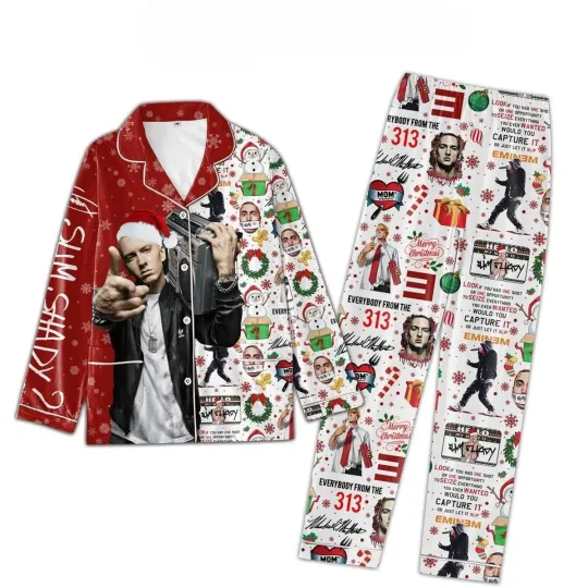 Eminem Merry Christmas B-Rabbit Slim Shady Polyester Pajamas Set