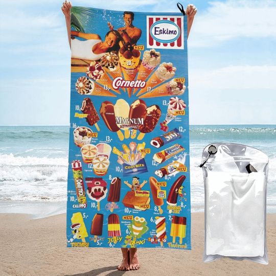 Classic Ice Cream Print Beach Towel Summer New Arrival Microfiber Pool Bath Towel