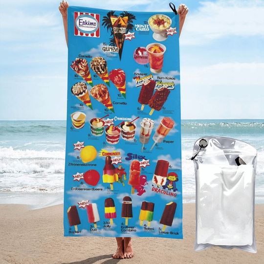 Classic Ice Cream Print Beach Towel Summer New Arrival Microfiber Pool Bath Towel