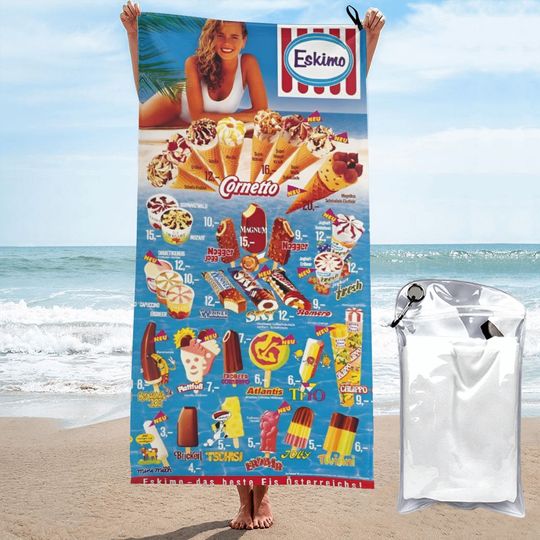 Classic Ice Cream Print Beach Towel Summer New Arrival Microfiber Pool Bath Towel