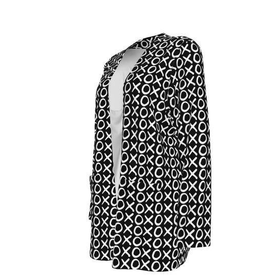 XOXO - Black & White - All-Over Print Women's Patch Cardigan
