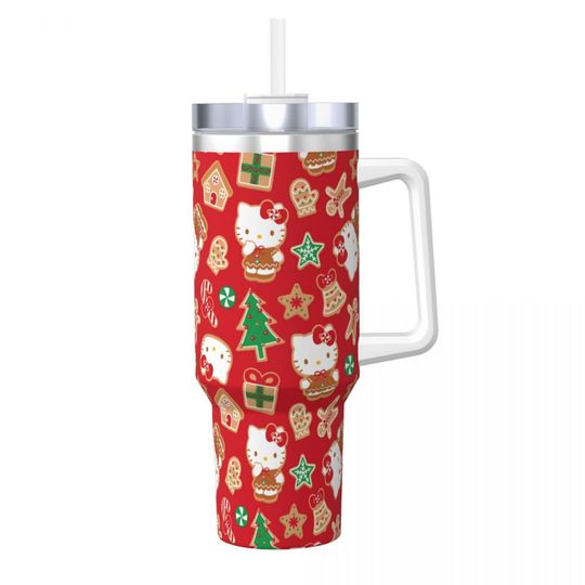 Christmas Hello Kitty Tumblers 40 oz With Handle | Christmas Gift
