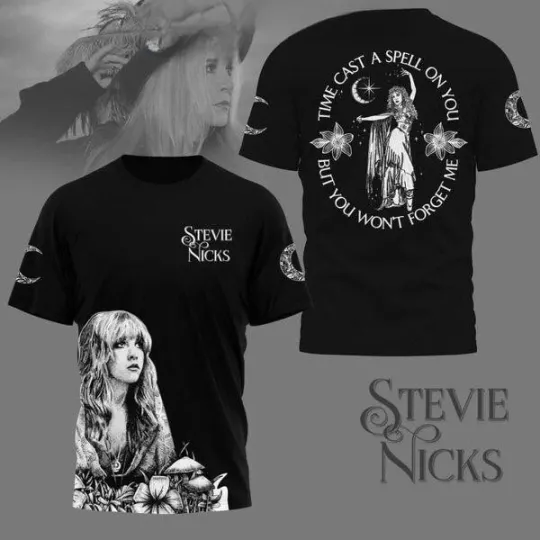 Stevie Nicks Time Cast A Speel On You Black Design T-Shirt
