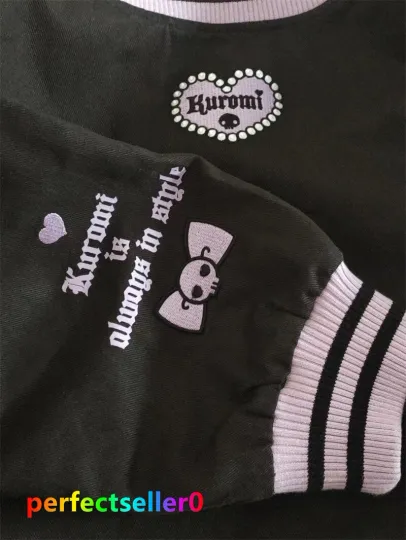 Kuromi Jacket Baseball Uniform Girls Casual Loose Baseball Clothes Pullover