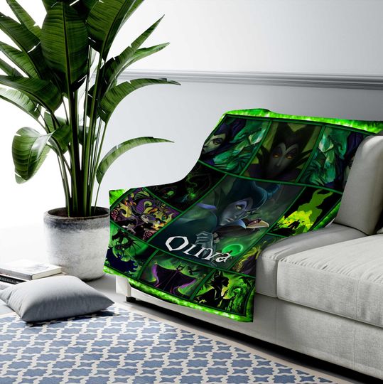 Personalized Disney Villains Blanket/WDW Disneyland Evil Friends Blanket/Bad Witches Club Blanket/Malefi Cent Evil Queen Blanket